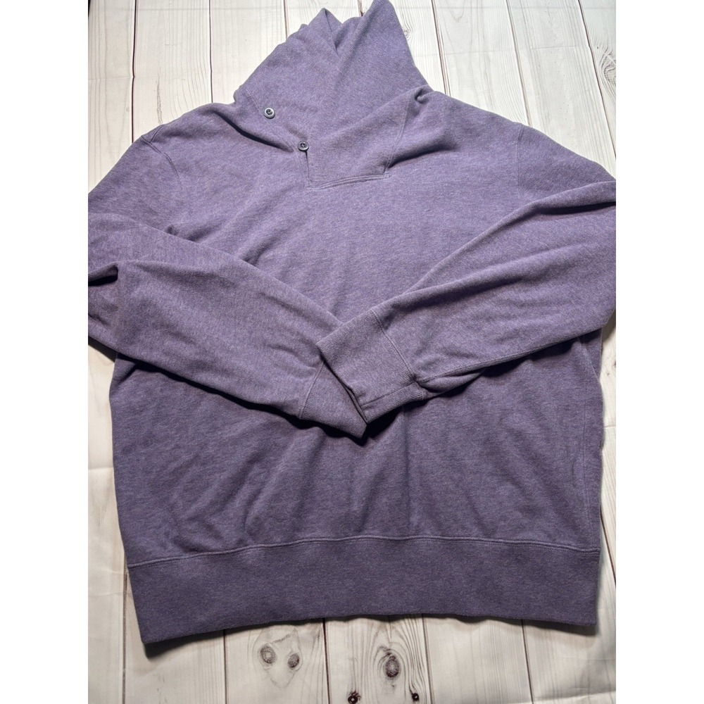 Polo Ralph Lauren Mens XL Purple Shawl Collar Button Cotton Sweatshirt Pullover